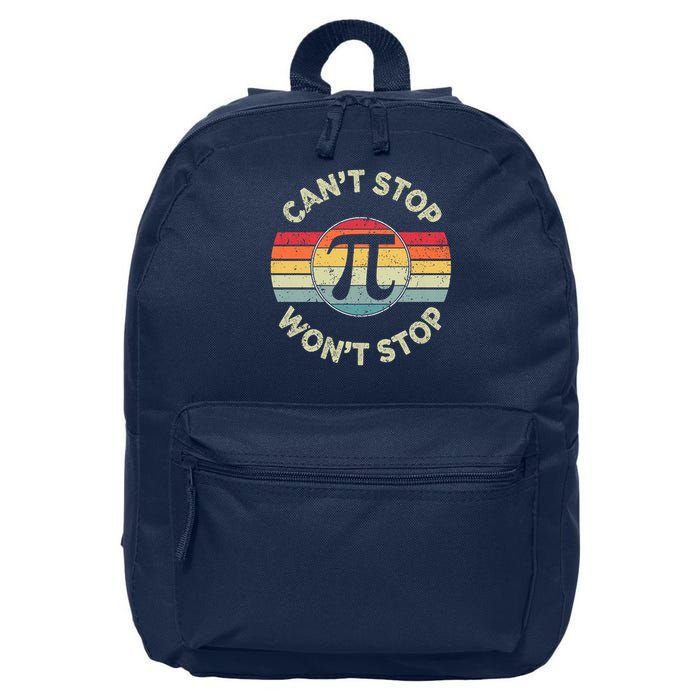 Retro Vintage Can't Stop Pi Won't Stop Pi Day Math Teachers 16 in Basic Backpack