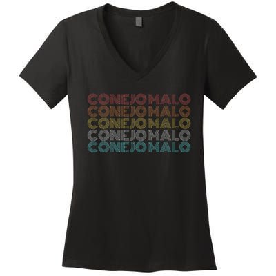 Retro Vintage Conejo Malo Women's V-Neck T-Shirt