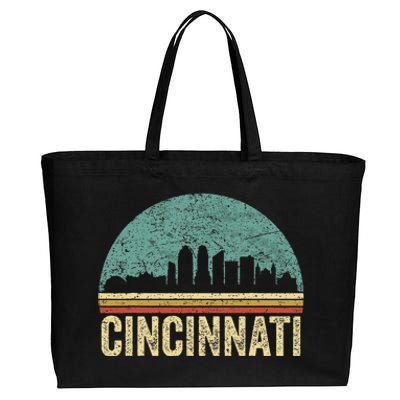 Retro Vintage Cincinnati Skyline 70s 80s Souvenir Cotton Canvas Jumbo Tote