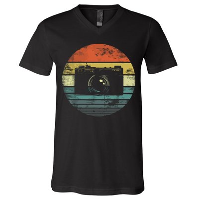 Retro Vintage Camera Photography Lover Photographer Gift V-Neck T-Shirt