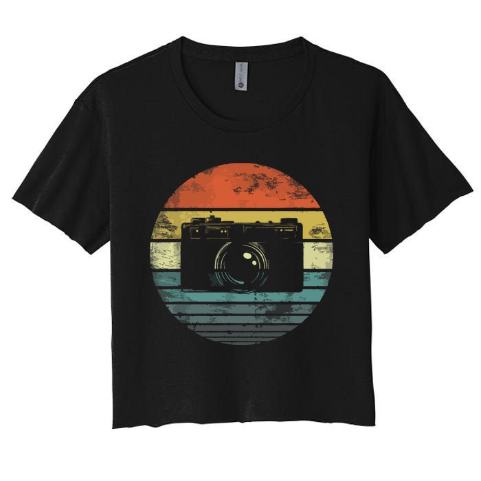 Retro Vintage Camera Photography Lover Photographer Gift Women's Crop Top Tee