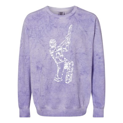 Retro Vintage Cricket Lover Cricket Silhouette Player Colorblast Crewneck Sweatshirt