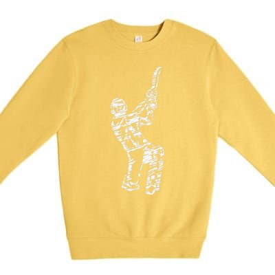 Retro Vintage Cricket Lover Cricket Silhouette Player Premium Crewneck Sweatshirt