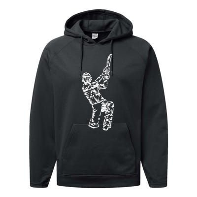 Retro Vintage Cricket Lover Cricket Silhouette Player Performance Fleece Hoodie