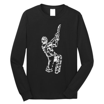 Retro Vintage Cricket Lover Cricket Silhouette Player Long Sleeve Shirt