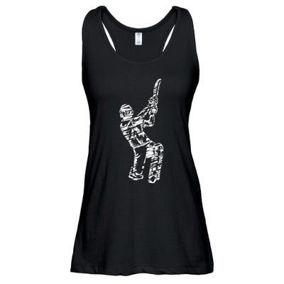 Retro Vintage Cricket Lover Cricket Silhouette Player Ladies Essential Flowy Tank