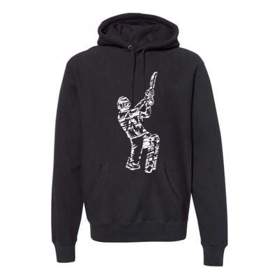 Retro Vintage Cricket Lover Cricket Silhouette Player Premium Hoodie