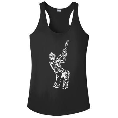 Retro Vintage Cricket Lover Cricket Silhouette Player Ladies PosiCharge Competitor Racerback Tank