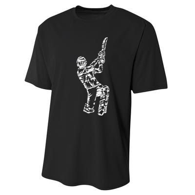 Retro Vintage Cricket Lover Cricket Silhouette Player Performance Sprint T-Shirt