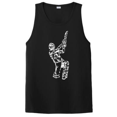 Retro Vintage Cricket Lover Cricket Silhouette Player PosiCharge Competitor Tank