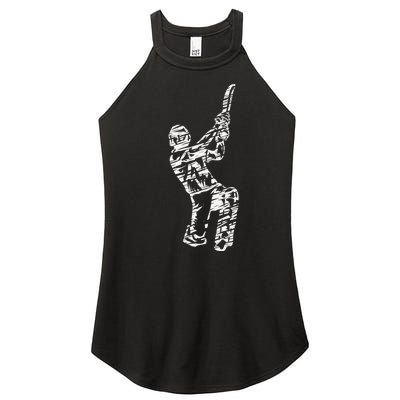 Retro Vintage Cricket Lover Cricket Silhouette Player Women’s Perfect Tri Rocker Tank