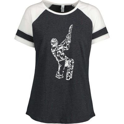 Retro Vintage Cricket Lover Cricket Silhouette Player Enza Ladies Jersey Colorblock Tee