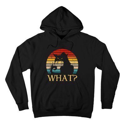 Retro Vintage Cat What Funny Black Cat  Murderous Cat Hoodie