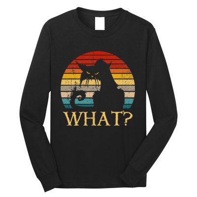 Retro Vintage Cat What Funny Black Cat  Murderous Cat Long Sleeve Shirt