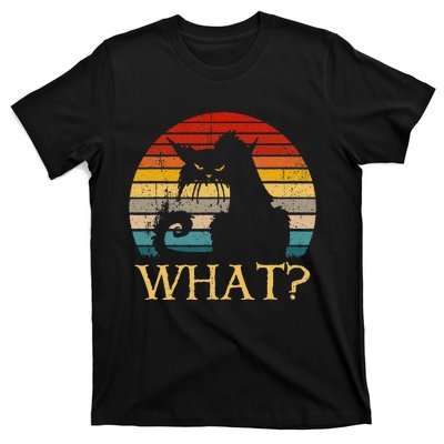 Retro Vintage Cat What Funny Black Cat  Murderous Cat T-Shirt