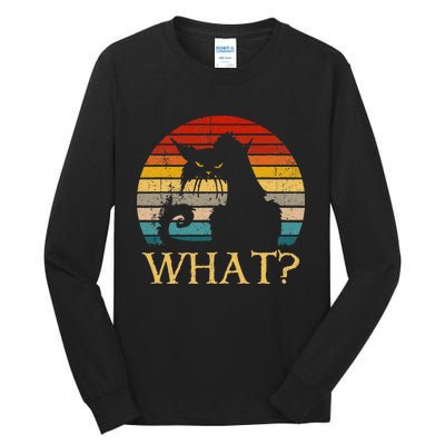 Retro Vintage Cat What Funny Black Cat  Murderous Cat Tall Long Sleeve T-Shirt