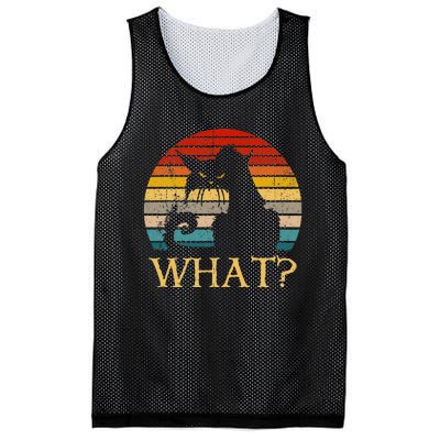 Retro Vintage Cat What Funny Black Cat  Murderous Cat Mesh Reversible Basketball Jersey Tank