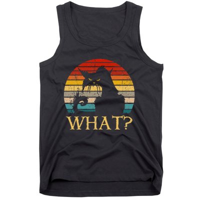 Retro Vintage Cat What Funny Black Cat  Murderous Cat Tank Top