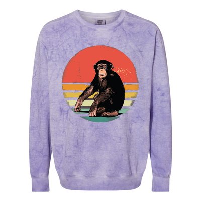 Retro Vintage Chimpanzee Monkey Wild Forest Animal Colorblast Crewneck Sweatshirt