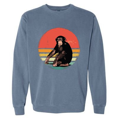 Retro Vintage Chimpanzee Monkey Wild Forest Animal Garment-Dyed Sweatshirt