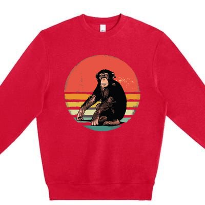 Retro Vintage Chimpanzee Monkey Wild Forest Animal Premium Crewneck Sweatshirt