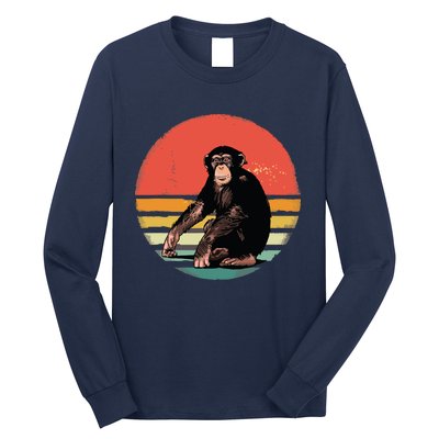 Retro Vintage Chimpanzee Monkey Wild Forest Animal Long Sleeve Shirt