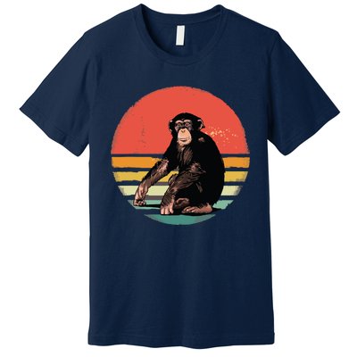 Retro Vintage Chimpanzee Monkey Wild Forest Animal Premium T-Shirt