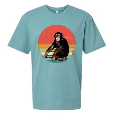 Retro Vintage Chimpanzee Monkey Wild Forest Animal Sueded Cloud Jersey T-Shirt