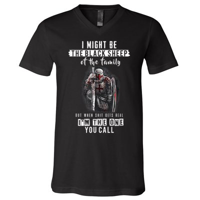 Religious Verse Christian Costume, Crusader Knights Templar V-Neck T-Shirt