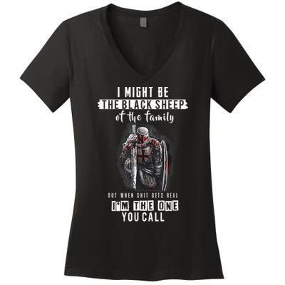 Religious Verse Christian Costume, Crusader Knights Templar Women's V-Neck T-Shirt