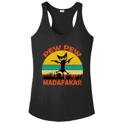 Retro Vintage Cat Pew Pew Madafakas Ladies PosiCharge Competitor Racerback Tank