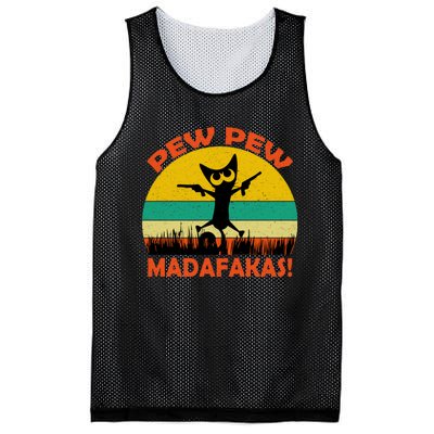 Retro Vintage Cat Pew Pew Madafakas Mesh Reversible Basketball Jersey Tank