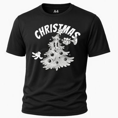 Retro Vintage Christmas Tree Cartoon Merry & Bright Performance Shirt