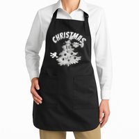 Retro Vintage Christmas Tree Cartoon Merry & Bright Apron