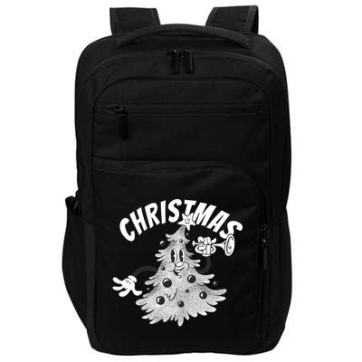 Retro Vintage Christmas Tree Cartoon Merry & Bright Impact Tech Backpack