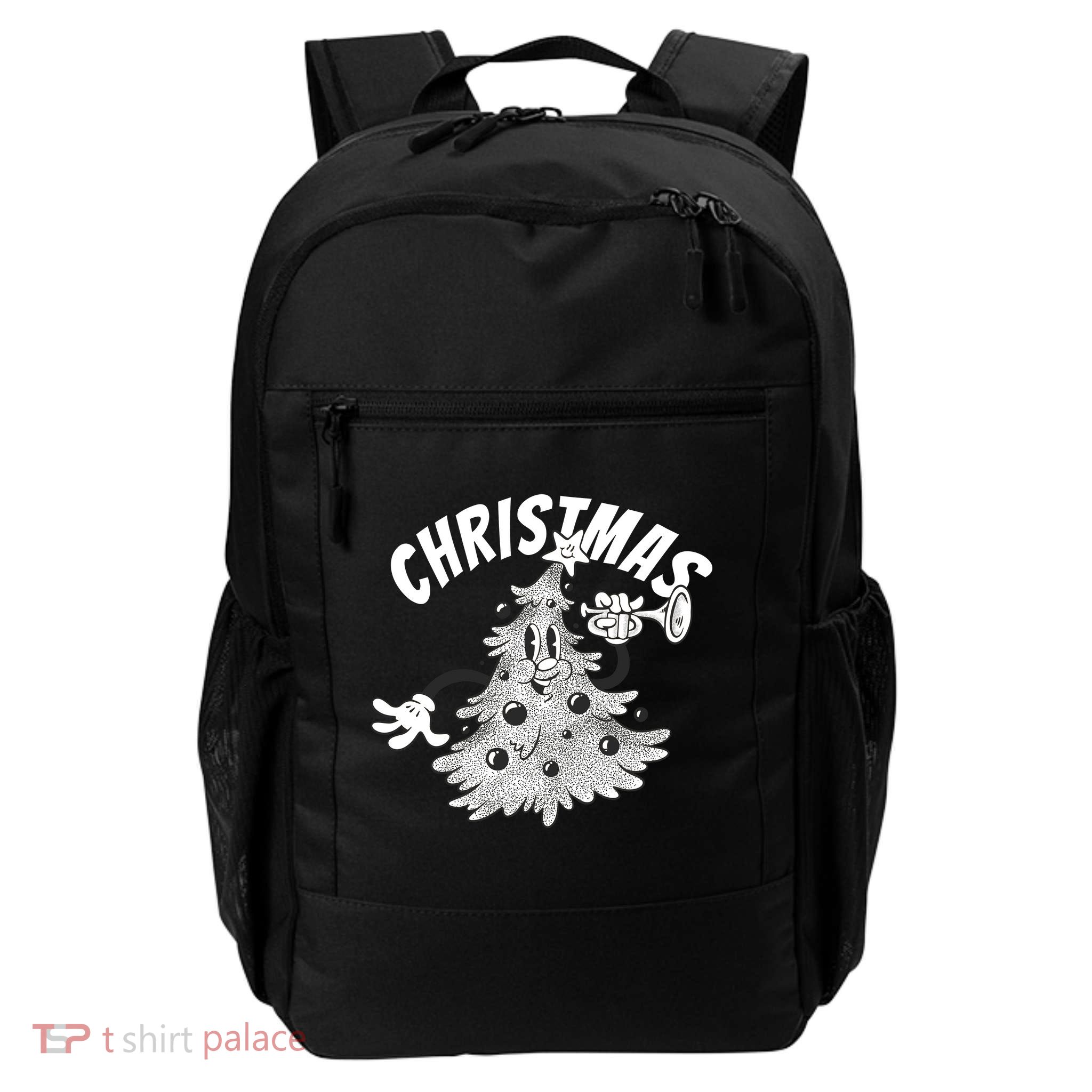 Retro Vintage Christmas Tree Cartoon Merry & Bright Backpack