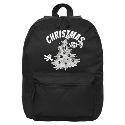 Retro Vintage Christmas Tree Cartoon Merry & Bright 16 in Basic Backpack