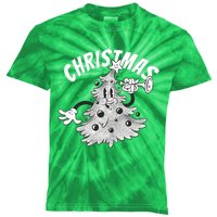 Retro Vintage Christmas Tree Cartoon Merry & Bright Kids Tie-Dye T-Shirt