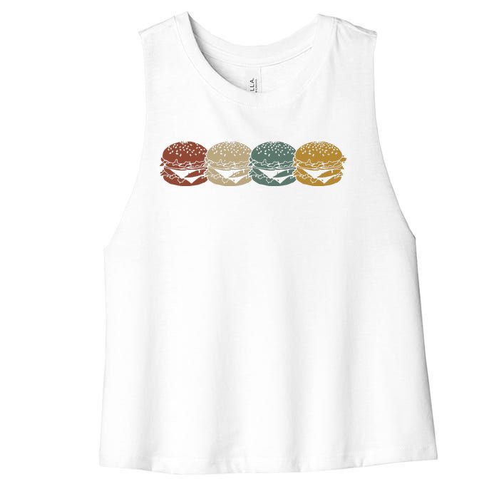 Retro Vintage Cheeseburger Costume Hamburger Lovers Women's Racerback Cropped Tank