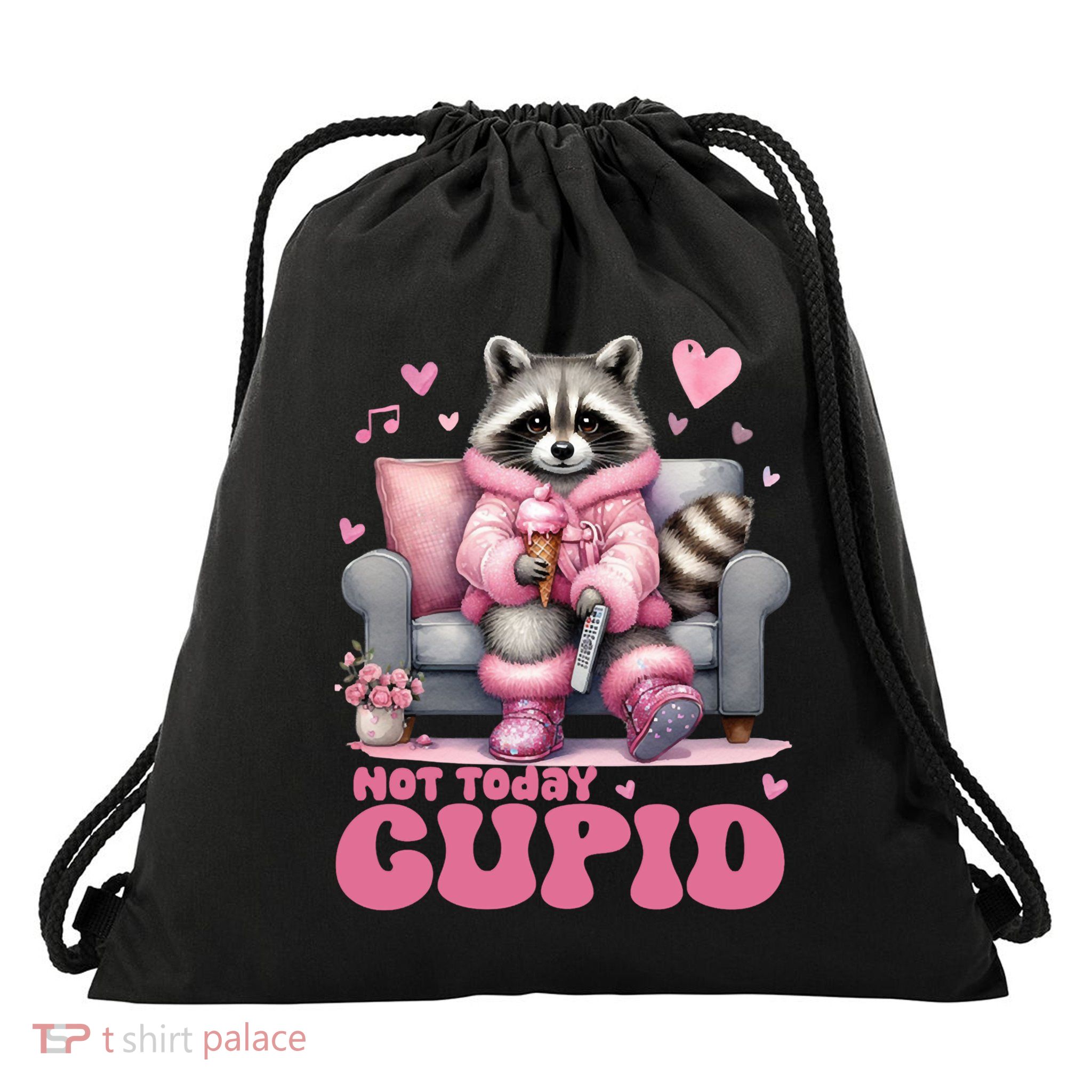 Retro Valentine Coquette Valentine Not Today Cupid Gift Drawstring Bag