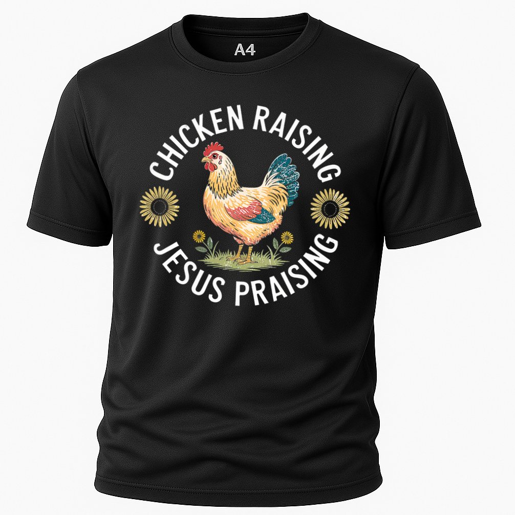 Retro Vintage Chicken Raising & Jesus Praising Cooling Performance Crew T-Shirt