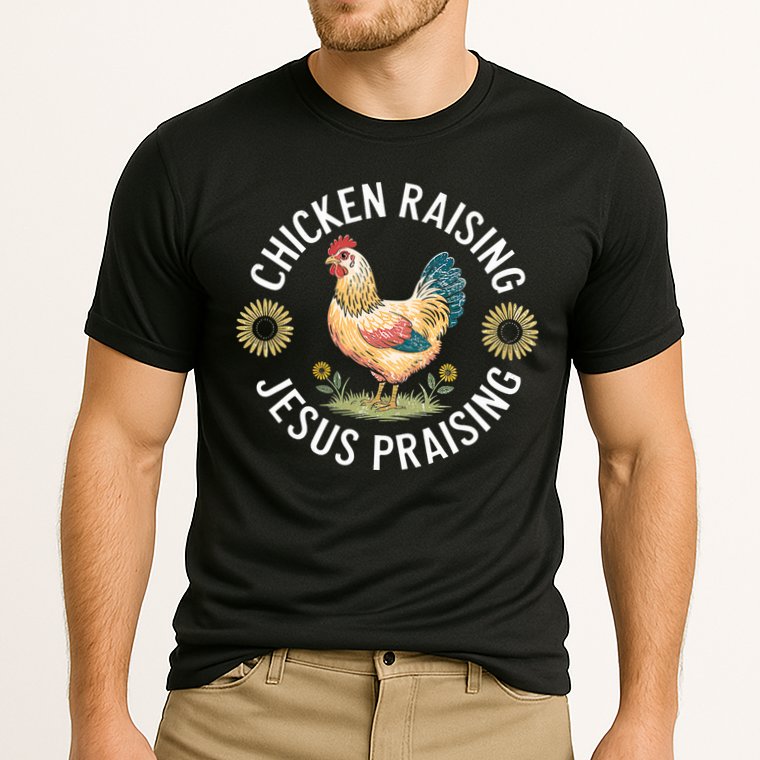 Retro Vintage Chicken Raising & Jesus Praising Cooling Performance Crew T-Shirt