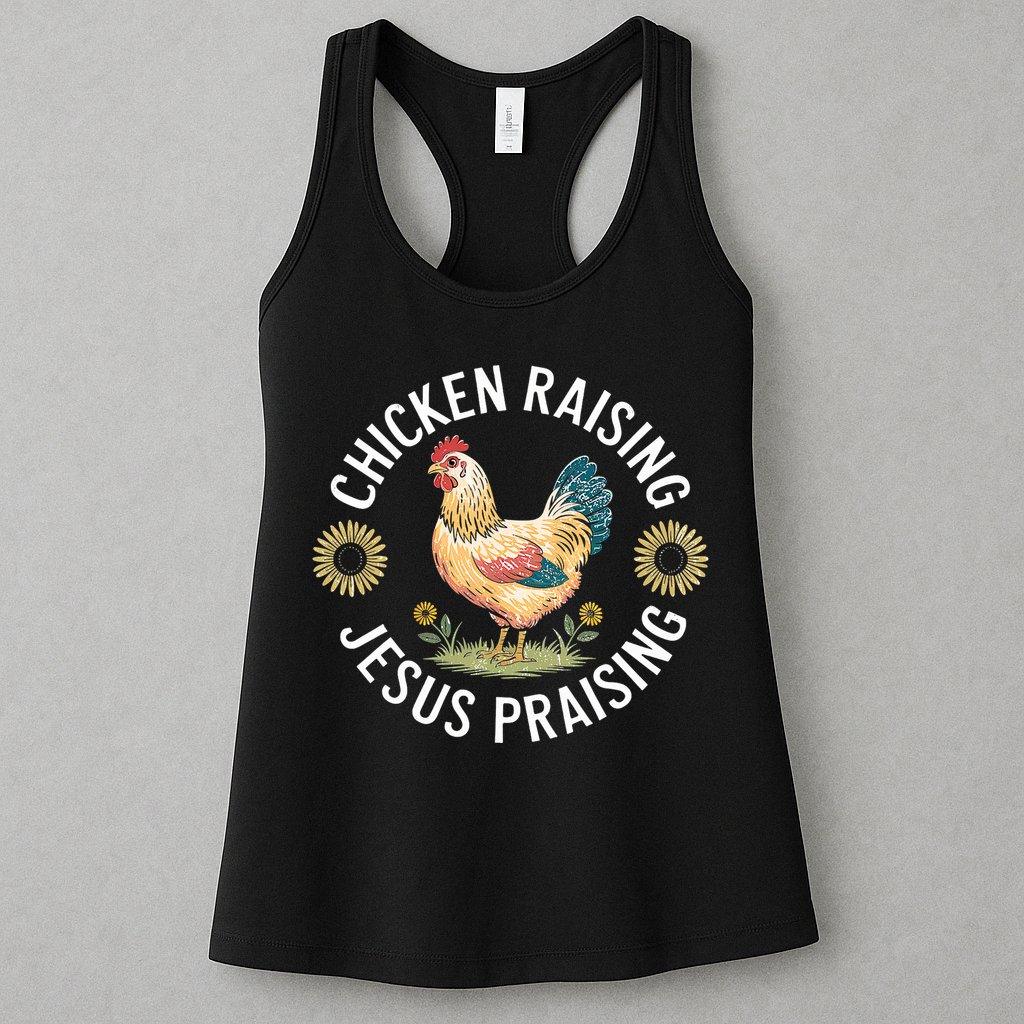 Retro Vintage Chicken Raising & Jesus Praising Womens Tank Top