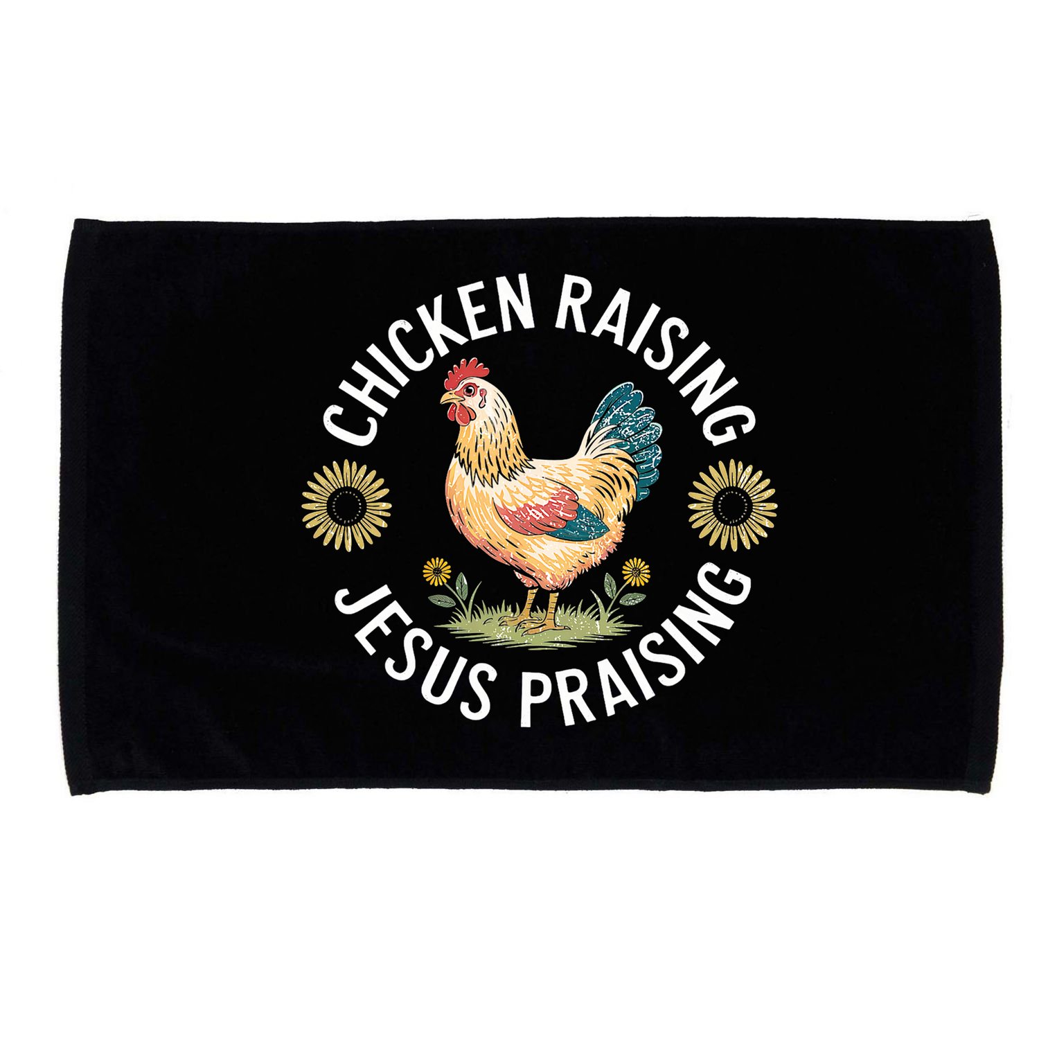 Retro Vintage Chicken Raising & Jesus Praising Microfiber Hand Towel