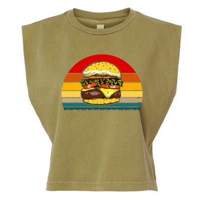 Retro Vintage Cheeseburger Design Costume Hamburger Lovers Garment-Dyed Women's Muscle Tee