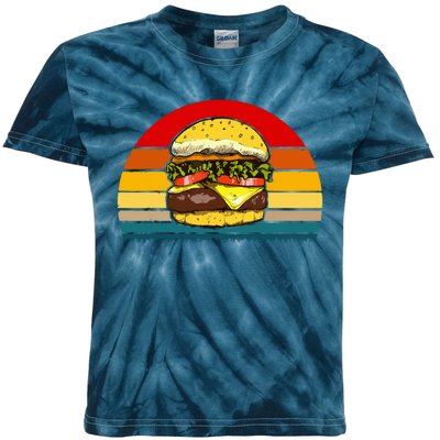 Retro Vintage Cheeseburger Design Costume Hamburger Lovers Kids Tie-Dye T-Shirt