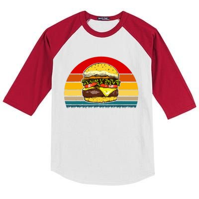 Retro Vintage Cheeseburger Design Costume Hamburger Lovers Kids Colorblock Raglan Jersey