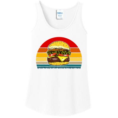 Retro Vintage Cheeseburger Design Costume Hamburger Lovers Ladies Essential Tank