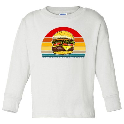 Retro Vintage Cheeseburger Design Costume Hamburger Lovers Toddler Long Sleeve Shirt