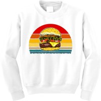 Retro Vintage Cheeseburger Design Costume Hamburger Lovers Kids Sweatshirt